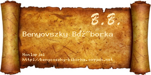 Benyovszky Bíborka névjegykártya